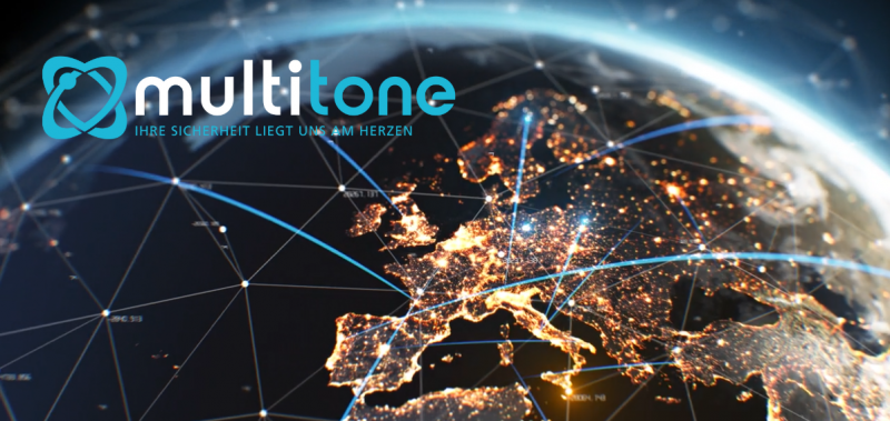 Multitone Logo auf der Weltkugel