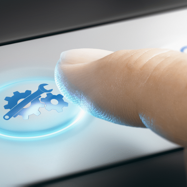 Serviceknopf mit Finger