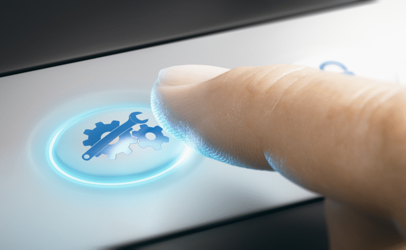 Serviceknopf mit Finger
